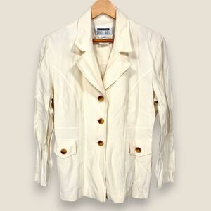 Dani Max Lois Snyder Rayon Blazer Jacket Cream Women Size 10 Front Pockets